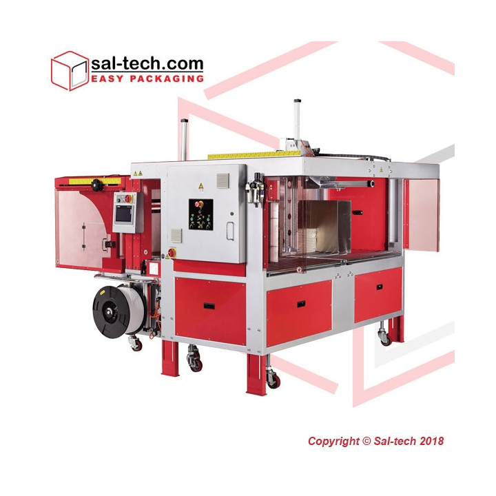 STEP TP-702CCQ Corrugated Strapping Machines with 3-Sides Squaring Function